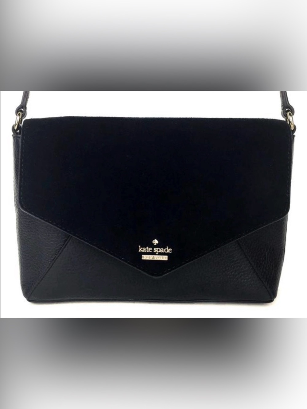 kate spade Black Leather & Suede Envelope Crossbody. W/ Pink dustbag
